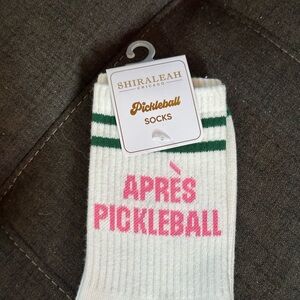 Shiraleah Pickleball Socks - White with Pink and Green